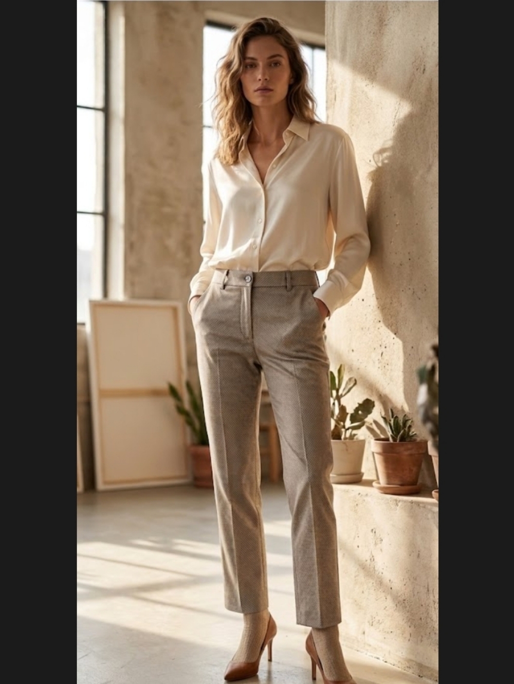 Dismero Ankle Textured Trousers Italian Size 29/ US Women's Medium